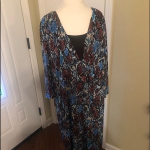 Very Classy Plus Size Snake Print Faux Wrap Dress